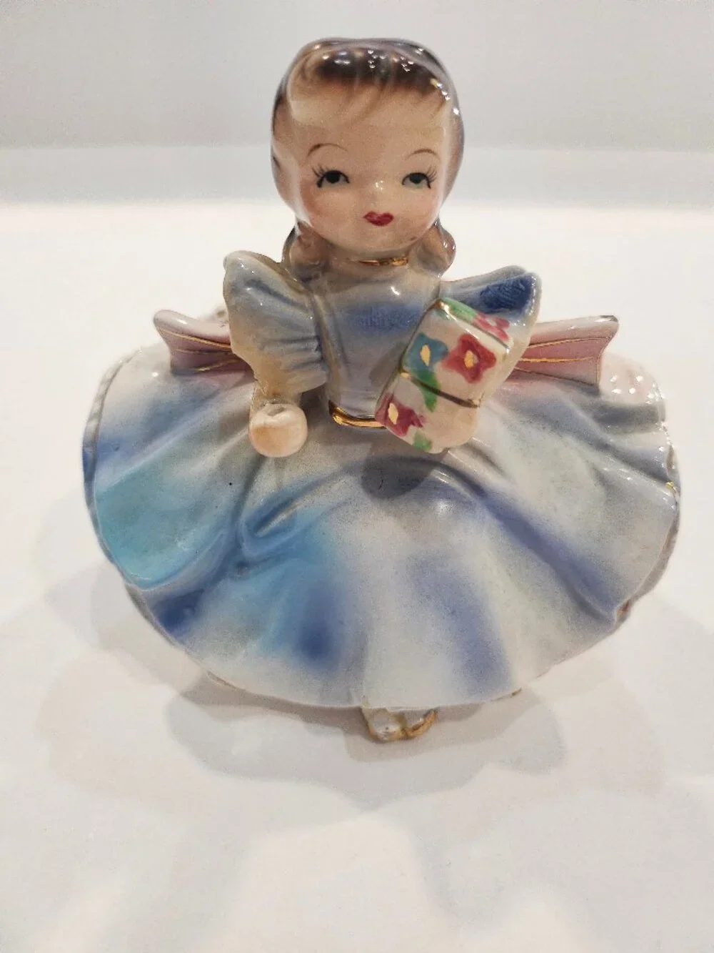 Rubens Originals Mid Century Party Girl Ceramic Planter Japan Blue Dress